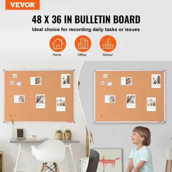 48'x36' Large Cork Board éˆ¥?Wall-Mounted Bulletin Board with Pin Board