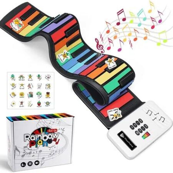 49 Key Roll Up Keyboard Piano, Portable Digital Electric Foldable Piano Keyboard, Rechargeable Educational Toy for Kids