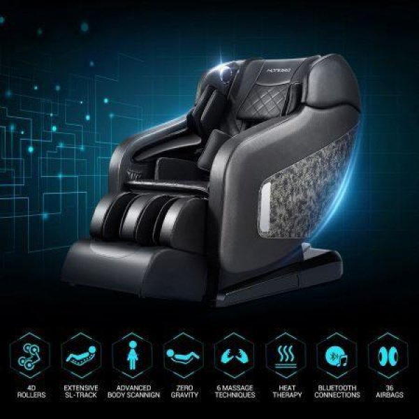 4D 40-Airbag Full Body Heated Massage Chair Zero Gravity Recliner With Shiatsu Knead Flap Knock Extrusion.
