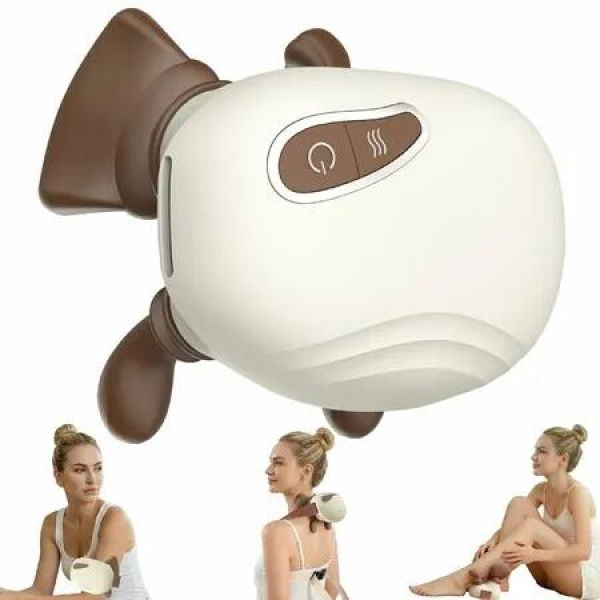 4D Wireless Neck Shoulder Massager, Bionic Hands Deep Tissue Massage,Portable Electric Kneading Shiatsu Back Massager,3 Relax Massage Modes