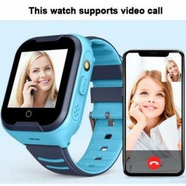 4G GPS Kids SOS Video Call Voice Chat Camera Wristwatch For Student Children Smartwatch Color Sky Blue