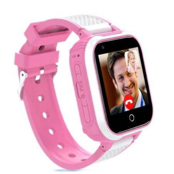 4G Kids Smartwatch Phone SOS Call Video Call Camera GPS Recorder Alarm Flashlight Music Player For Girls Boys Christmas Birthday Gifts Col. Pink.