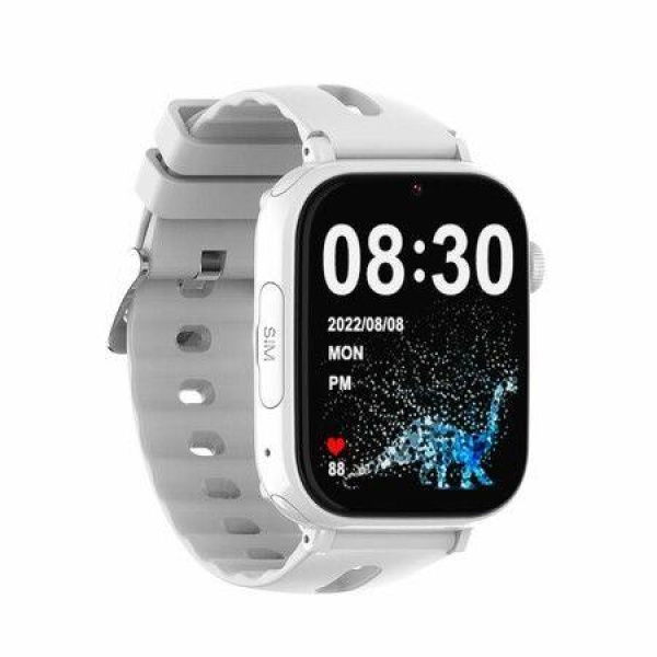 4G Kids Smartwatch Phone SOS Call Video Call Camera GPS Recorder Alarm Flashlight Music Player For Girls Boys Christmas Birthday Gifts Col. White.