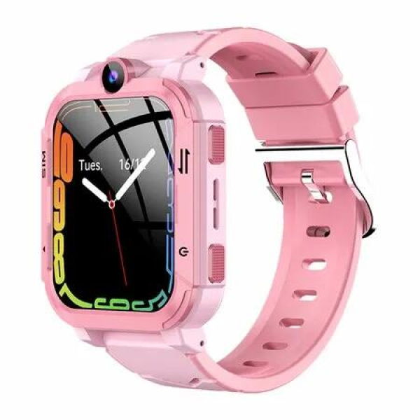 4G Kids Smart Watch with GPS Tracker,SIM Calling Face Unlock Video Calls SOS Alerts,IP67 Waterproof, 800mAh Battery,Voice Chat,Live Location(Pink)