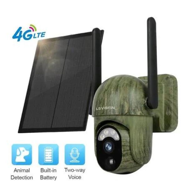 4G LTE Cellular Trail Camera Solar Panel Live Video Game Camera 355 Pan 100 Tilt 6W Solar 10400mAh Battery 2-Way Intercom Cloud Storage Night Vision