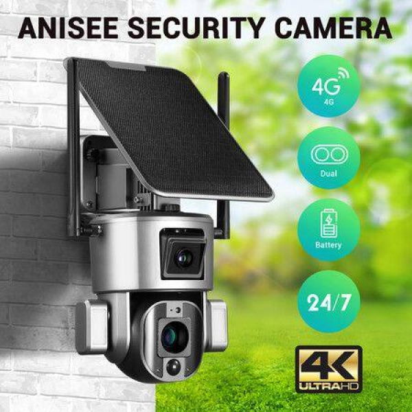 4G LTE Security Camera Home CCTV House Spy Solar Wireless Outdoor Surveillance System Dual Lens 4K PTZ Batteries