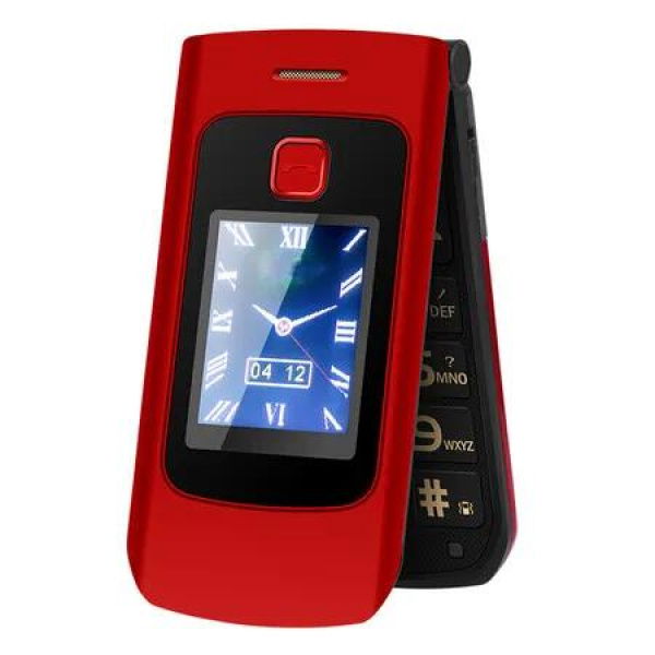 4G Senior Flip Phone Unlocked, Dual SIM Card Big Phone Clear Sound Seniors Cell Phone for Elderly Gifts, E Book, Dual Screen, SOS (Red)