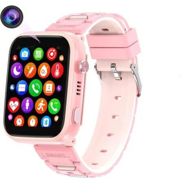 4G Smart Watch for Kids,GPS Tracker Watch,2- Way Calling,Camera,SOS,WiFi,Touch Screen Kids Phone Watch for Boys Girls Gifts,Pink