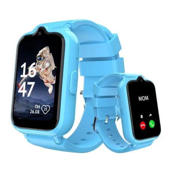 4G Smart Watch with GPS Tracker for Kids, Waterproof HD Touch Screen Video and Voice Chat Calling Alarm SOS Camera for Ages 8 to 14, Blue