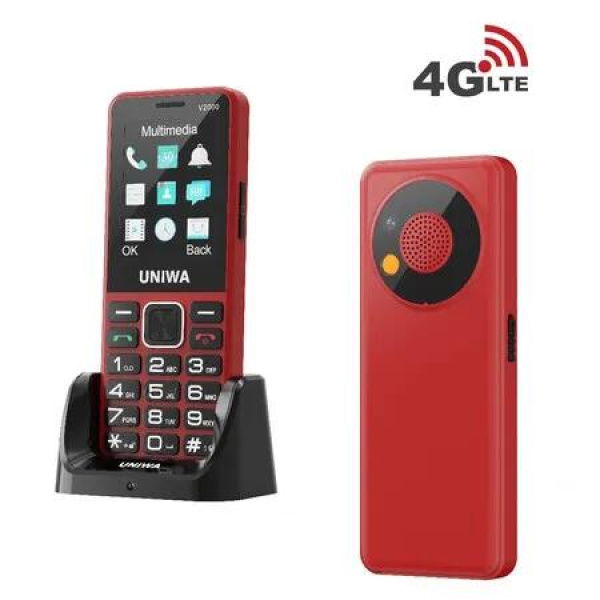 4G Volte Double Sim Unlocked Cell Phone SOS Button Seniors Big Button Basic Phone Elderly Mobile Cell Phone Col. Red