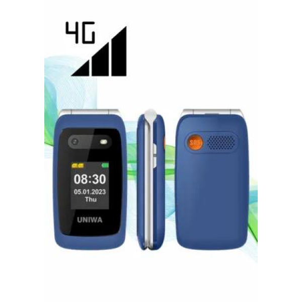 4G Volte HAC Hear Aid Unlocked Flip Cell Phone SOS Button Seniors Big Button Basic Phone Elderly Mobile Cell Phone (Blue)