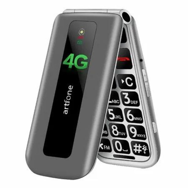 4G VoLTE One Click Unlock Big Button Large Fonts Senior Elderly Mobile Phone High Volume Speakers SOS Button USB C Powered 1200mAh Battery Sliver