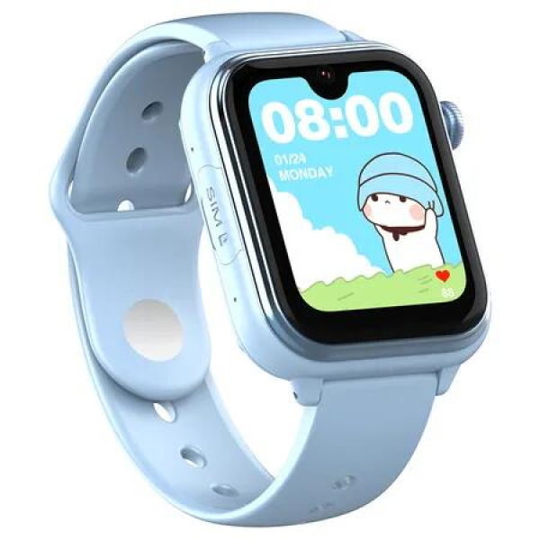 4GLTE Video Call Kids Smartwatch with SOS Button Heart Rate Monitor LBS+GPS+WIFI Tracker Fence Whatsapp Kids Birthday Gift COL Blue