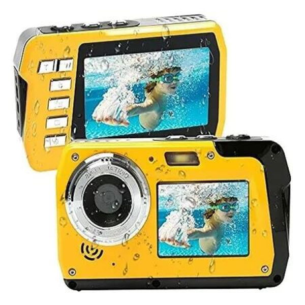 4K 10FT Waterproof Camera/Video Recorder with 56MP Resolution,Dual clear & intuitive View IPS Screens-Dive into Crystal-Clear Imagery & Effortless Selfies for Snorkeling,Vacation Adventures