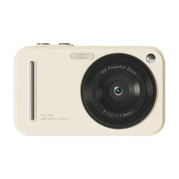 4K 48MP Digital Video Camera,2.4 Inch Screen,Auto Focus,16X Zoom For Travel Photography Kids Gift Student Color Beige 32G Memory Card Included