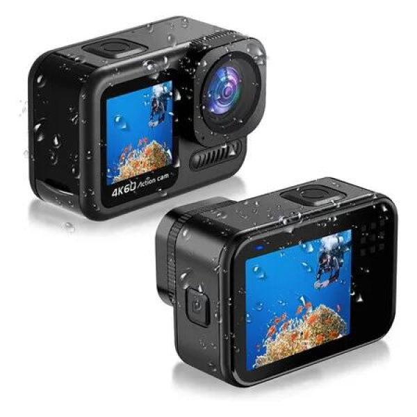 4K 60fps Underwater 20Meters Waterproof Action Camera with Image Stabilization, Timelapse Record, Prerecord, Sports Video Camera with WiFi