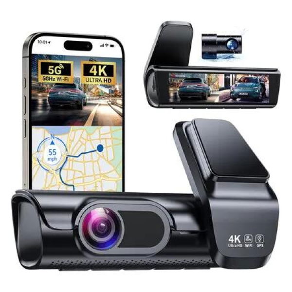 4k Dash Cam Front and Rear, 3.59 Inch IPS Screen, Built in 5G WiFi Dash Camera for Cars with App