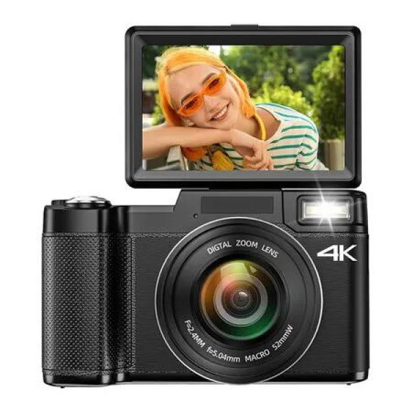 4K Digital Camera for Photography, Autofocus 48MP Vlogging Camera for YouTube, 3 inch 180 Degree Flip Screen Compact Video Camera