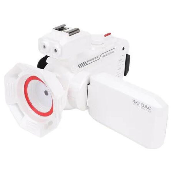 4K Digital Camera for Photography Vlogging, 3 Inch Screen HD 50x Auto Focus Digital Zoom WiFi Camera with Calm Shoe, 2500mAh Battery, White