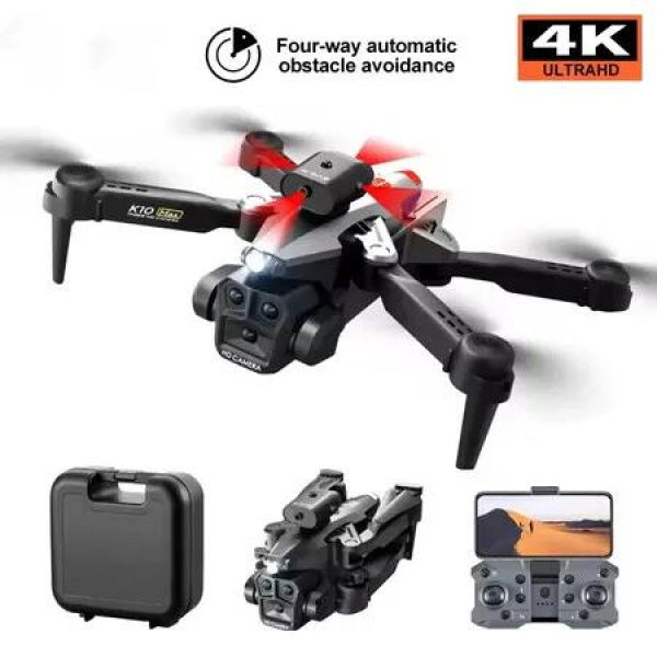 4K Drone Profesional Dual Camera Intelligent Optical Flow Localization GPS Four-way Obstacle Avoidance Remote Control Toy plane Color Black