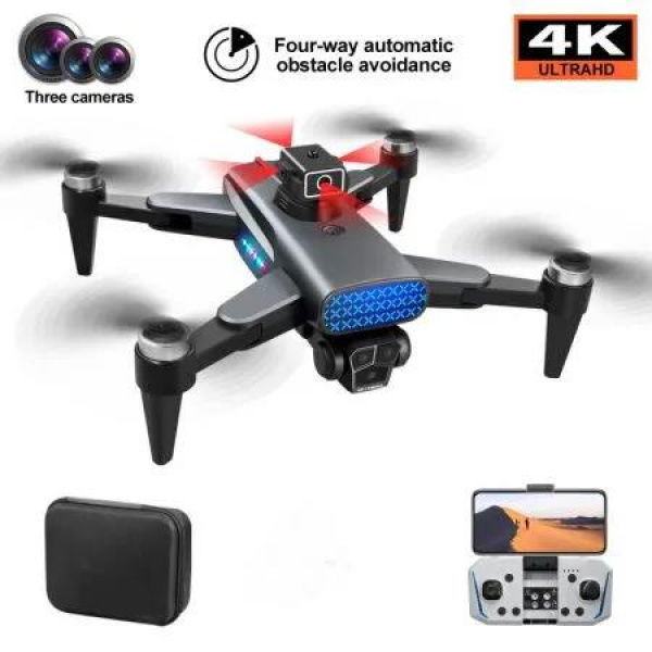 4K GPS Drone HD Camera RC Quadcopter Auto Return Brushless Motor Aerial Photography 360 Degree Obstacle Avoidance Black Remote Control Flight Gadget
