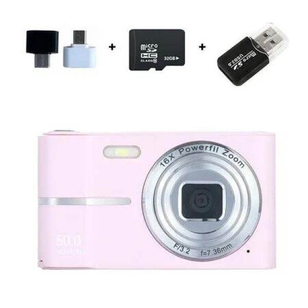 4k HD Digital Camera, 50 Million Photos Kids Camera 16x Zoom Anti Shaking Proof Home Portable Mini Photography Cameras Color Pink