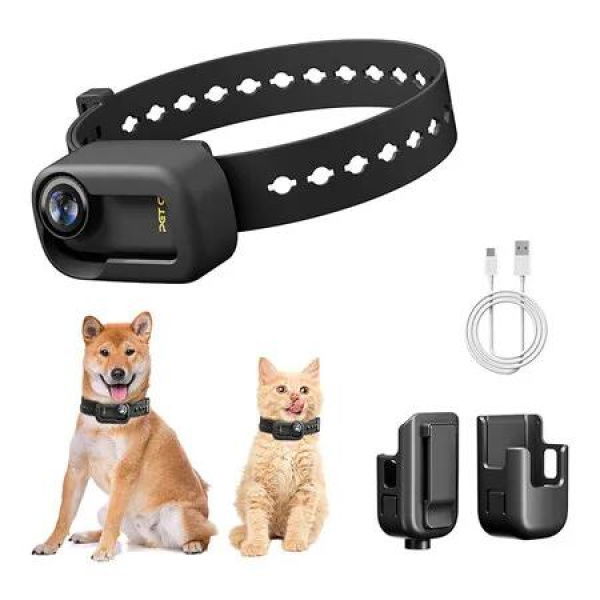 4K HD WiFi Pet Camera, Mini Action Camera for Video Records, Dog Cat Collar Camera for Pet Supplies