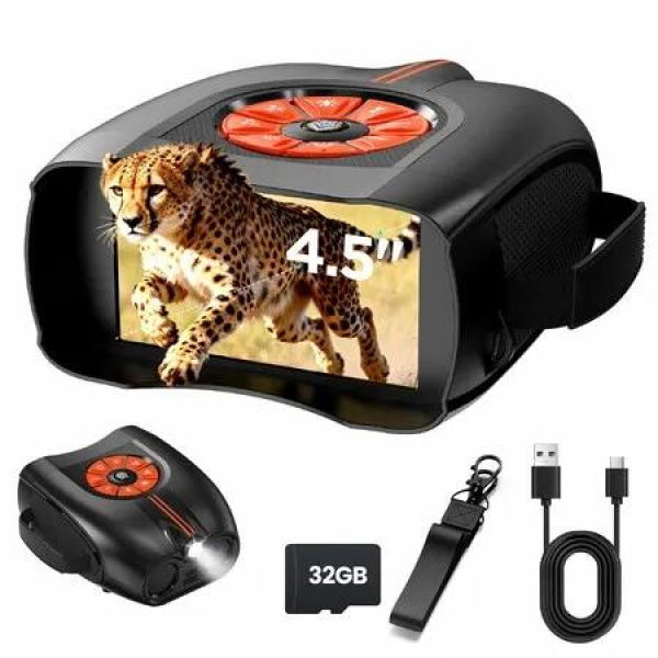 4K Night Vision Goggles 4.5In IPS Screen Binoculars with 10X Zoom Gifts for Men Dad Husband Boy Friend 2624FT Digital Infrared Binocular