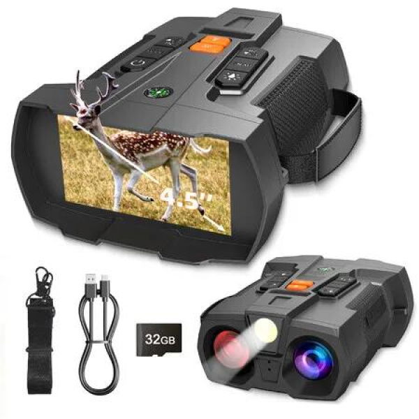 4K Night Vision Goggles 4.5Inch HD Large Screen Digital Night Vision Binoculars with 5000mAh Battery Outdoor Exploration Camping Gear Gifts for Men