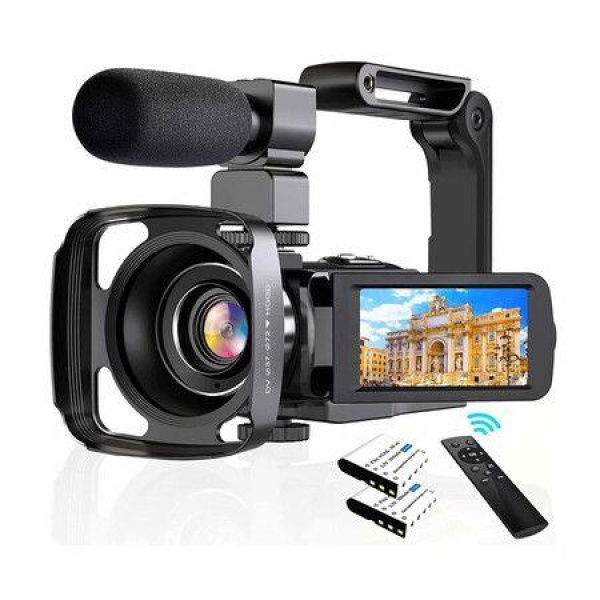 4K Video Camera Camcorder Ultra HD 56MP Vlogging Camera With Microphone Handheld Stabilizer 2 Batteries