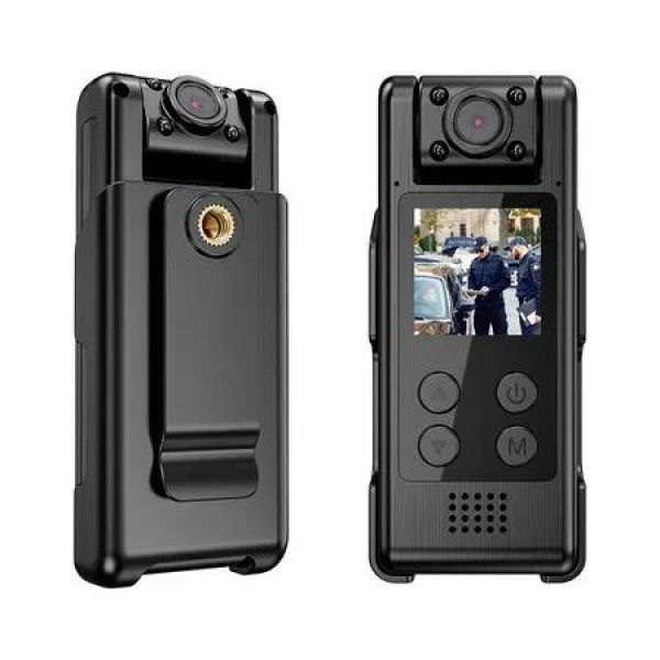 4K WiFi Body Camera with 64G Memory Card, Portable Body Worn Cam with 180 Degree Rotatable Lens, Night Vision, 2000mAh Battery for Daily Records