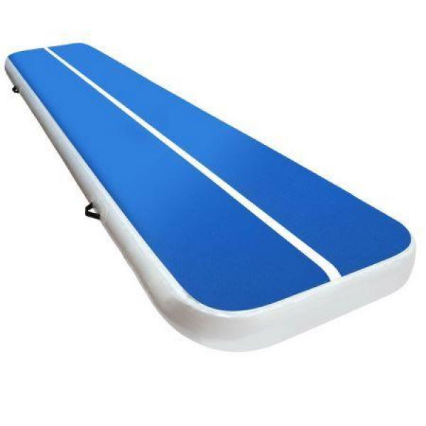 4m X 1m Inflatable Air Track Mat 20cm Thick Gymnastic Tumbling Blue And White