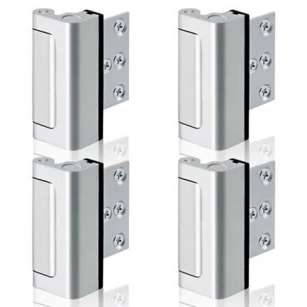 4PACK Home Security Door Reinforcement Lock Childproof,Add High Security to Home Prevent Unauthorized Entry,Frame Lock,Aluminum Construction Finish,Silver