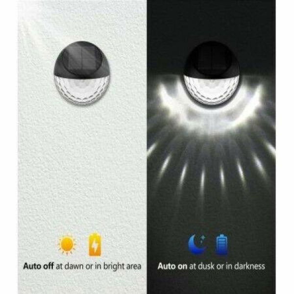 4 Pack Solar Lights Outdoor Auto On/Off Dusk To Dawn Wireless Solar Fence Light Waterproof.