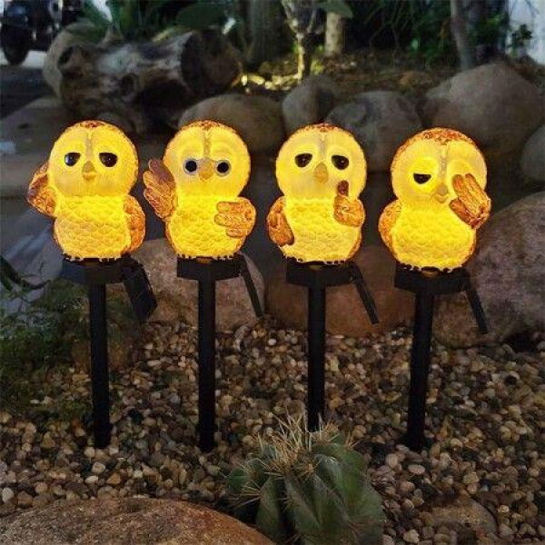 4pcs 4 Shapes Solar Powered LED Lights Garden Owl Lawn Lamps Waterproof Unique Christmas Lights Outdoor Solar Lamps