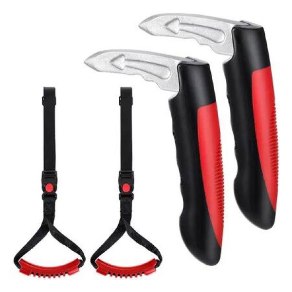 4Pcs Car Handle Assist for Elderly, Portable Car Assist Support Handle, Multifunction Insert Door Latch Car Handle for Senior (Red)