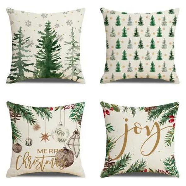 4pcs Christmas Decorative Throw Pillow Cover 45*45cm Merry Christmas Pillowcase Cushion Case Home Decoration