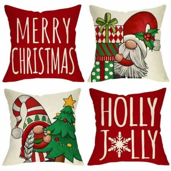 4pcs Christmas Decorative Throw Pillow Cover 45*45cm Merry Christmas Pillowcase Cushion Case Home Decoration