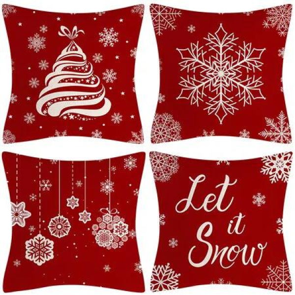 4pcs Christmas Decorative Throw Pillow Cover 45*45cm Merry Christmas Pillowcase Cushion Case Home Decoration