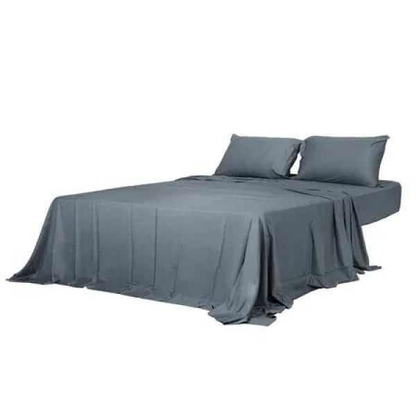 4pcs Double Size 100% Bamboo Bed Sheet Set in Charcoal Colour