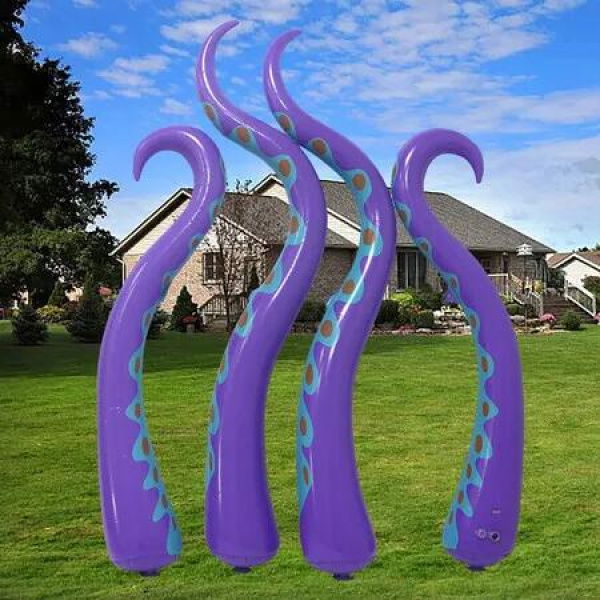 4pcs Giant Halloween Inflatable Octopus Tentacle Indoor Outdoor Ornaments DIY Halloween Party Decoration Horror House Yard Props