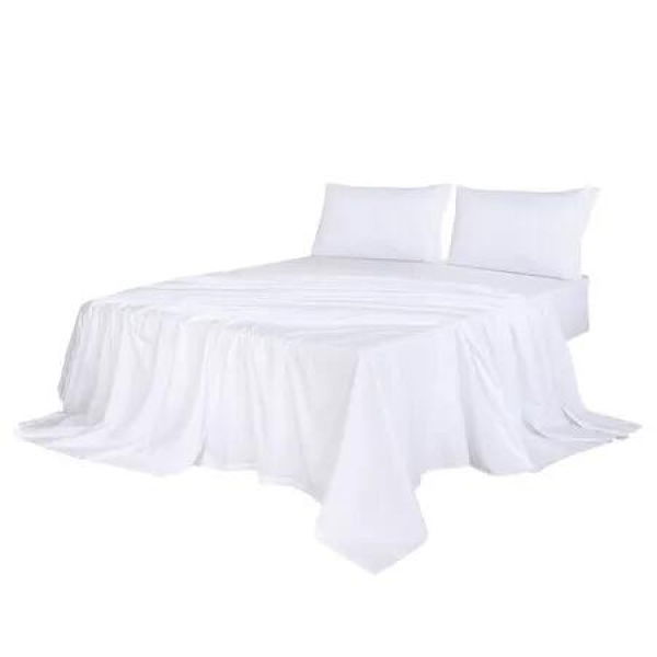 4pcs King Size 100% Bamboo Bed Sheet Set in White Colour