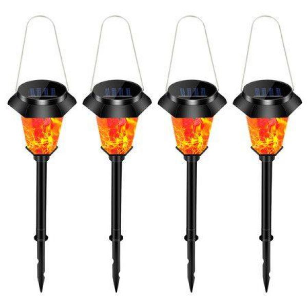 4PCS LED Solar Lamp Outdoor Flame Torch Buried Lights For Yard