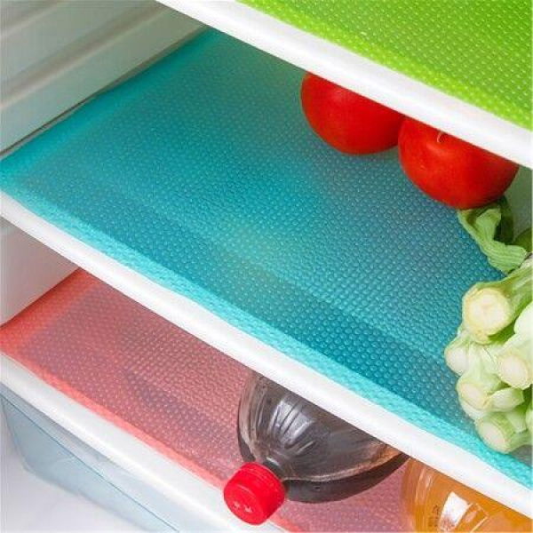 4pcs Refrigerator Liners Mats Washable Waterproof Oilproof For Shelves Cover Pads For Freezer Glass Shelf Cupboard Cabinet Drawer Color Blue