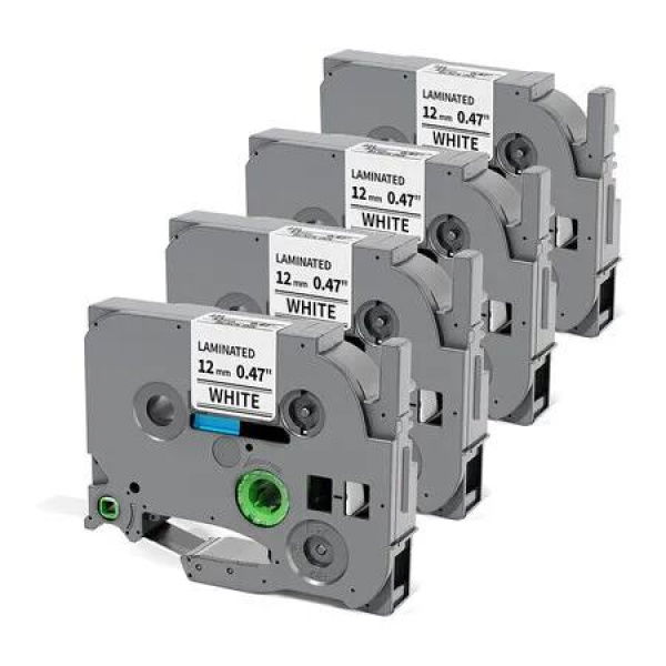 4Pcs Replacement for Brother P Touch Label Tape TZe TZ Tape 12mm 0.47 Inch Laminated White TZe-231 TZe231 Label Maker Tape, Compatible with Brother