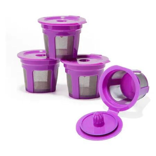 4Pcs Reusable K Cups, Refillable K Cup Coffee Pods, Compatible with Keurig Brewers, Purple