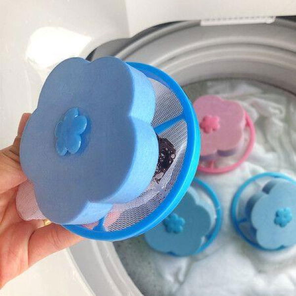 4 Pcs Reusable Pet Fur Lint Hair Catcher Clothes Cleaning Ball Household Laundry Removal Floating Cleaner For Washing Machine Color Random (Pink And Blue)