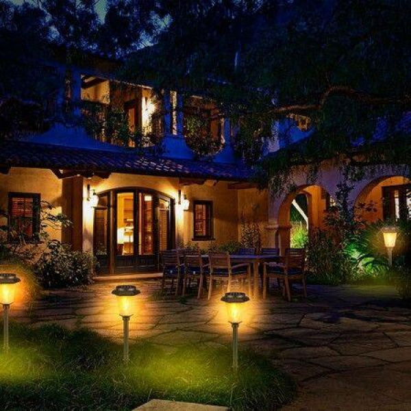 4pcs Solar Led Light Outdoor Waterproof Flickering Flame Torch Garden Pathway Lawn Hanging Decoration Lamp