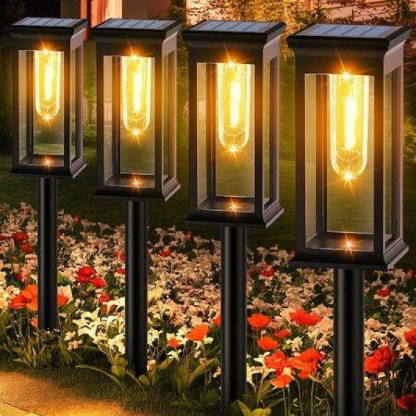 4PCS Solar Pathway Lights Outdoor,Upgraded Solar Outdoor Lights,Bright Solar For Garden Patio,Terrace,Garden,Yard,Walkway