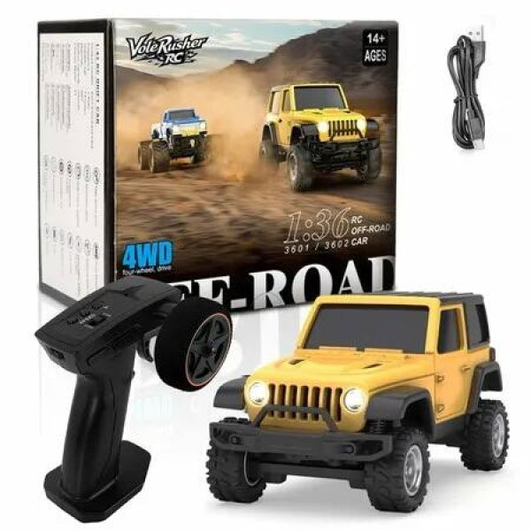 4WD Edition 1/36 Scale Mini RC Crawler Car,Toys for Age 3+ Birthday Gifts,Micro RC Truck 4Ã—4 Small Cars with Off Road Full Proportional RTR 2.4GHz Remote